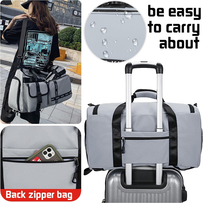 Спортивна сумка для подорожей унісекс 65Л, водонепроникна дорожня сумка з відділенням для взуття та мокрих речей, велика сумка для фітнесу та спорту (Cyan)