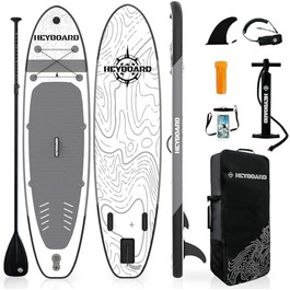 Надувна SUP-дошка HEYBOARD 320x81x15 см з аксесуарами: рюкзак, регульоване весло, ручний насос, страхувальний шнур, знімний плавник