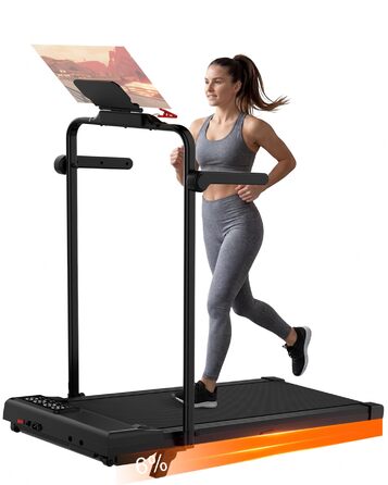 Складана бігова доріжка MJWW Raceable Walking Pad з нахилом 6-9%, 3.0 HP, керування через додаток, AI-тренування, LED-дисплей, для дому та офісу (Чорна, 95 см)