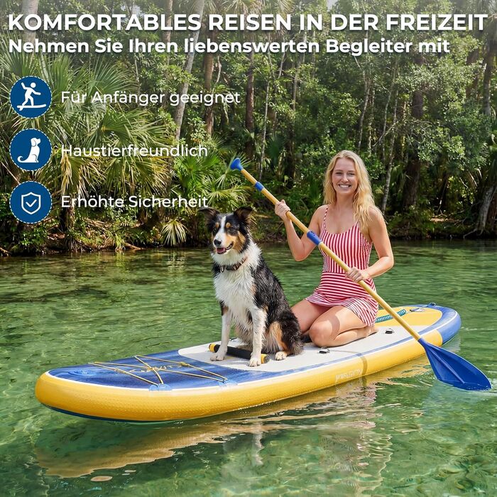 Надувний SUP борд Devoko 320x80x15 см з аксесуарами: для серфінгу, риболовлі, йоги та каякінгу (Marineblau)