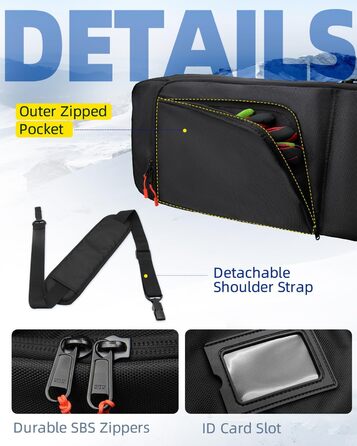 Чохол для сноуборду Abahub, водонепроникний, чорний, 163 см. Підходить для аксесуарів та перевезень літаком