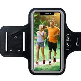 Спортивний браслет на руку для iPhone 16 Pro Max, 16 Plus, 15 Pro Max, 15 Plus, 14 Pro Max, Samsung S24, S23, S22 Ultra. Тримач для телефону на руку для бігу та спорту, чорний. Підходить для телефонів 6.3'-7.0'