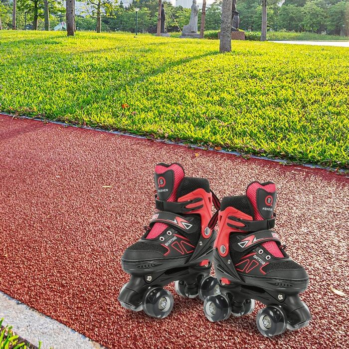 Дитячі ролики Supfine Inlineskates – регульовані, зі світлими колесами, розмір 31-38 (S/M), для дівчаток та хлопчиків, червоно-чорні