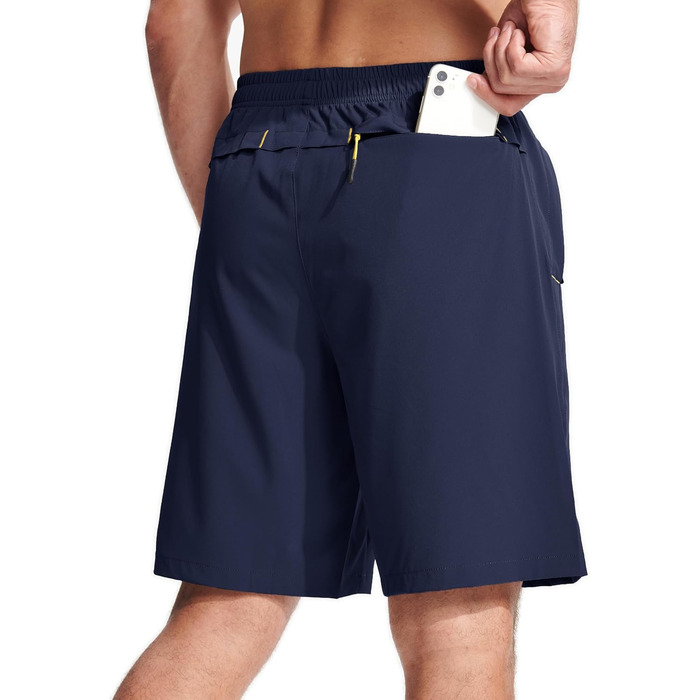 Шорти спортивні чоловічі MAGCOMSEN, дихаючі, легкі, для тренувань та прогулянок, з кишенями на блискавці (темно-синій, 36)
