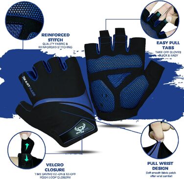 Велосипедні рукавички BEAST RAGE для жінок та чоловіків, дихаючі, безпальцеві, з антиковзким покриттям, амортизація, підходить для шосе, MTB, гірського велосипеда, білого кольору (BLAU, XL)