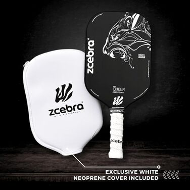 Zcebra Pickleball The Queen — падельна ракетка з чистого карбону T700, 16 мм, термоформована, сертифікована для Pickleball у США, чорна