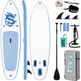 SUP дошка FunWater 320 см надувна, блакитна: з веслом, насосом, рюкзаком, лішем та плавниками – для початківців та досвідчених