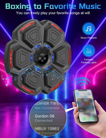 Музична боксерська машина з LED-підсвіткою та Bluetooth, 9 режимів швидкості, підрахунку ударів, рукавички в комплекті. Для дорослих та дітей