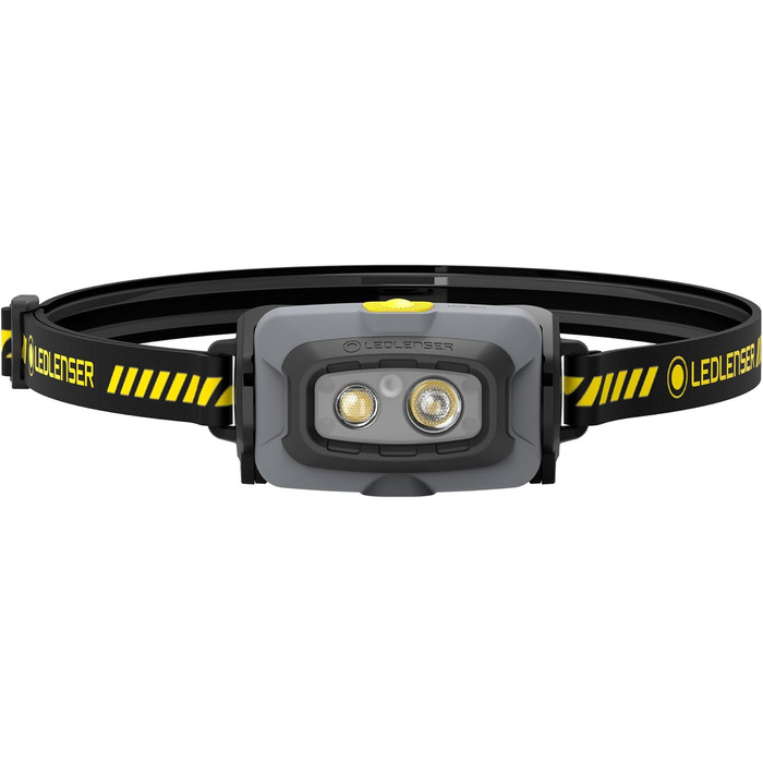 Ліхтар налобний Ledlenser HF4R Work 500 Lumen, акумуляторний, водонепроникний IP68, з червоним світлом, чорний/жовтий