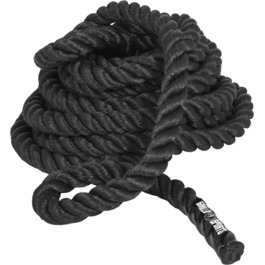 Тренувальне канат GORILLA SPORTS® Battle Rope, 15 м, діаметр 38/50 мм, неслизькі ручки, нейлон, чорний - для силових тренувань, фітнесу, перетягування канату