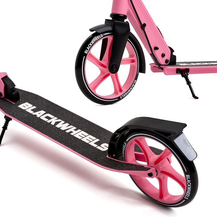 Самокат Blackwheels Orio Cityroller 200мм: складаний, алюмінієвий, з регулюванням висоти, ремінцем, ABEC 7, антиковзким деком (Чорно-Рожевий)