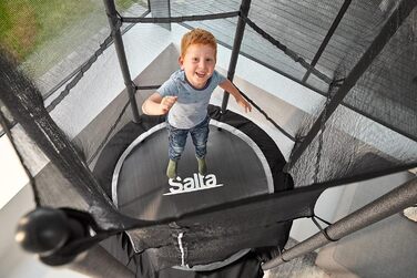 Батут дитячий Salta Junior Ø 140 см, чорний/рожевий, з сіткою, TÜV geprüft