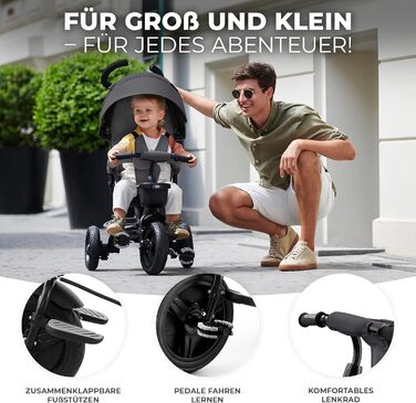 Триколісний велосипед Kinderkraft Aveo для дітей від 9 місяців до 25 кг, з батьківською ручкою, компактно складався, поворотне сидіння, розкладний капюшон з сонцезахистом, з підстаканником та кошиком, Рожевий CLASSIC Pink