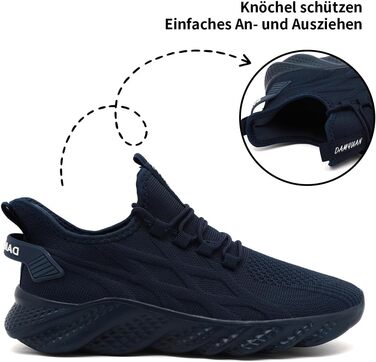 Чоловічі спортивні кросівки для бігу, тенісу, джогінгу та ходьби. Легкі, дихаючі, для вуличної активності та фітнесу. Розмір 46 EU, колір темно-синій