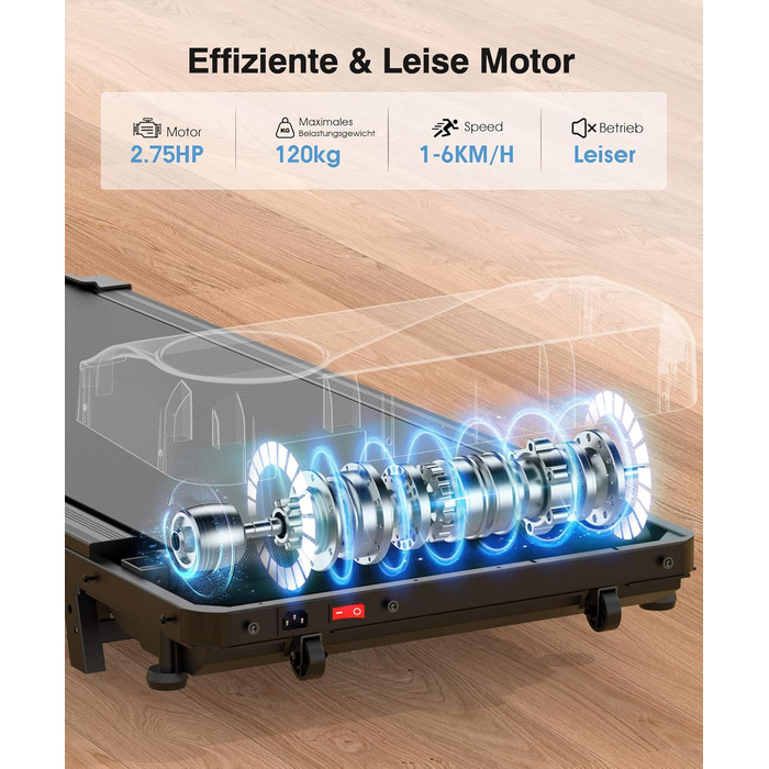 Бігова доріжка під стіл THERUN Walking Pad 2.75HP з пультом та LED-дисплеєм для дому та офісу