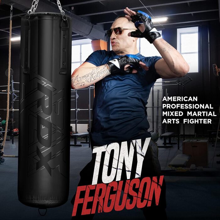 Боксерська груша RDX 145 см з наповнювачем 50 кг, рукавичками та сталевим тросом. Шкіряна, для боксу, фітнесу, кікбоксингу, MMA, муай-тай, карате. Чорний колір, 3 шт.