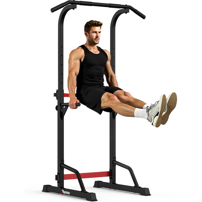 PASYOU Power Tower Freistehend: Турнік, бруси для віджимань, станція для силових тренувань (PU30/PU40), червоний