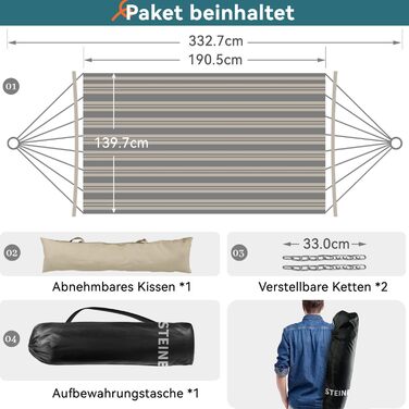 Гамак великий для 2 осіб на відкритий простір, 3м, з м'якою тканиною, складаний, з подушкою, сумка, до 204 кг, зелений