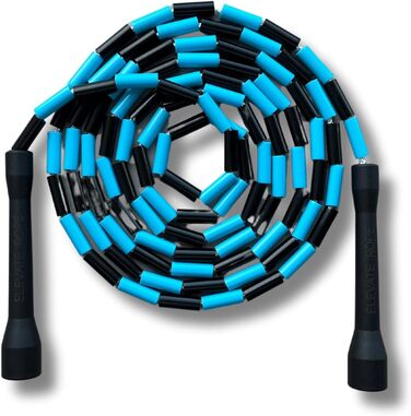 Стрибкове канат Elevate Rope Professional з перлинками, 3м, регульований, полісний шнур, для фрістайлу, кардіо, трюків, для всіх рівнів, чорний/синій