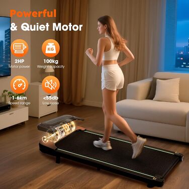 Бігова доріжка Alphaflow Walking Pad для дому та офісу з нахилом 4%, LED-дисплеєм та дистанційним керуванням