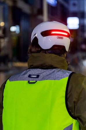Велосипедний шолом ABUS HUD-Y з магнітним LED-ліхтарем, магнітною застібкою, для міста, унісекс, розмір M (54-58 см), бежевий (шампань голд)