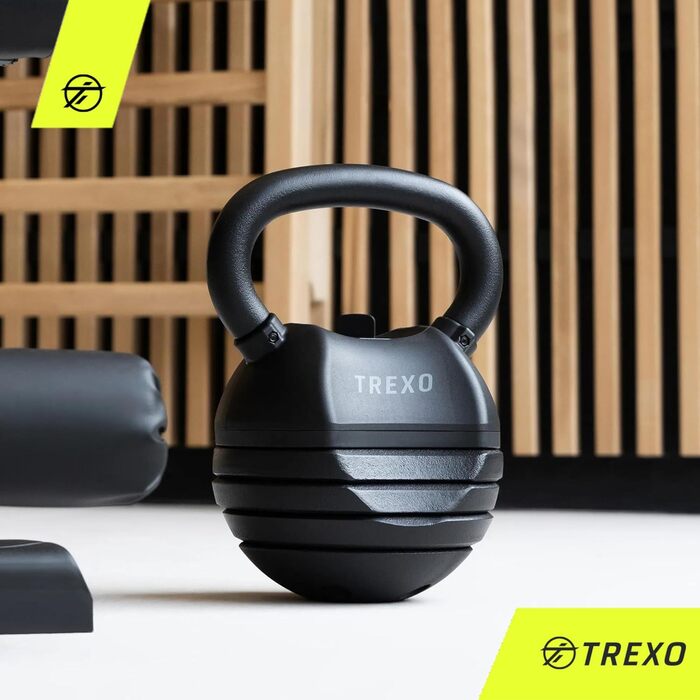 Регульована гиря TREXO з чавуну 4-14 кг, для кросфіту та фітнесу, чорна