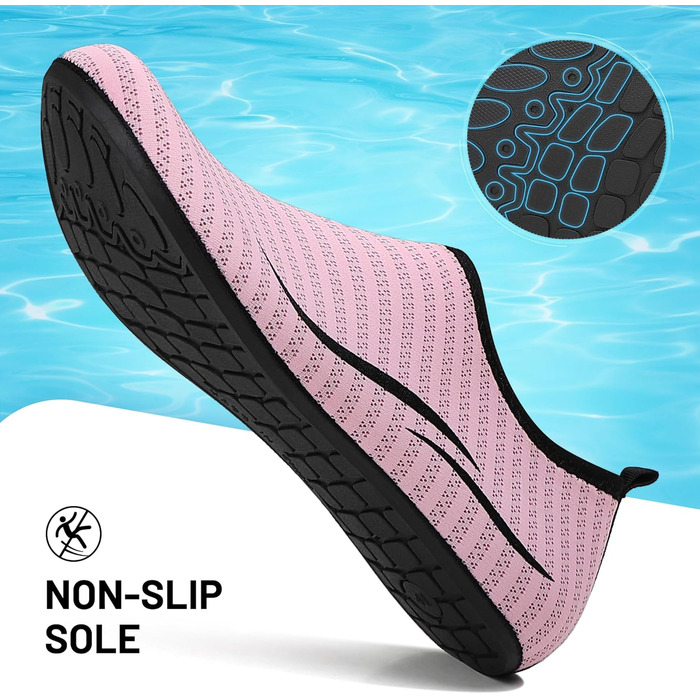 Чоботи для плавання унісекс: легкі, швидковисихаючі, для пляжу, басейну, серфінгу, йоги (36 EU, 2a Рожевий)