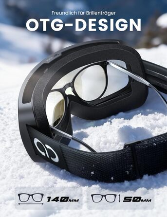 Ламікал - Скі-маска для чоловіків та жінок, сноуборд маска з OTG - [Ultra HD та ширший огляд] - Топ маска для катання на лижах з захистом від запоту, захисна маска для сноуборду з дзеркальним покриттям, скі-маска UV400 з захистом від відблисків (Покращена