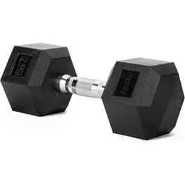 Гантеля TREXO Hexagon 12,5 кг, шестигранна, гумова, чавунна, для силових тренувань вдома, з ергономічною ручкою