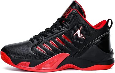 Баскетбольні кросівки для чоловіків та жінок, спортивне взуття, кросівки для ходьби, легкі, антиковзкі, зносостійкі (40 EU, чорний/червоний)