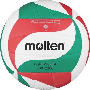 Волейбольний м'яч Molten V5M2000-L Light, біло-зелено-червоний, розмір 5