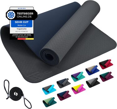 Килимок для йоги GeckoGrip Sensi-Plus TPE 190x60x0.6 см (сірий, нічний блакитний) - Sport & Fitness Mat