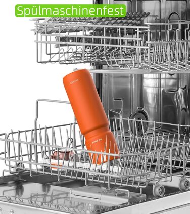 MYFOREST велосипедна термобутилка 700 мл, сталь 18/10, ізольована, еко BPA Free, помаранчева, під тримач, 2-в-1 ковпачок, для спорту, мийка в посудомийці, стійка до подряпин