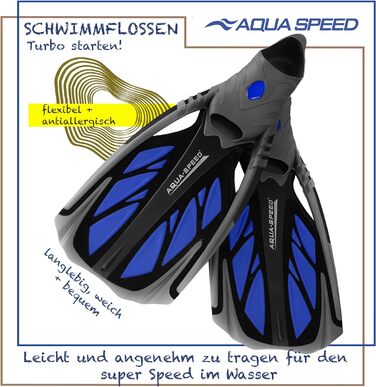 Ласти Aqua Speed Inox для дорослих, унісекс, 38/39, сірі/сині, для плавання