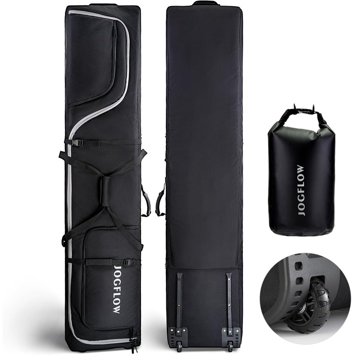 Скі-сумка Skitasche 360° з роликами, 1200D, чорна. Підходить для 175 см лиж