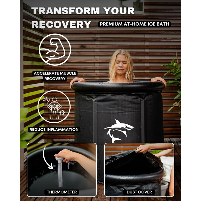 Кріованна для льодяних купань XL (80 см) з системою охолодження, 8 сталевими стійками, термозахистом та сумкою — повний комплект
