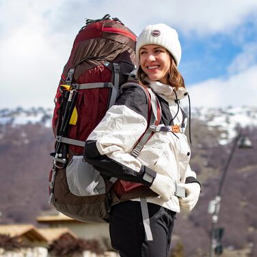 MOUNTAINTOP туристичний рюкзак 80 л з дощовиком для чоловіків і жінок, великий рюкзак для подорожей, кемпінгу та трекінгу, бордовий