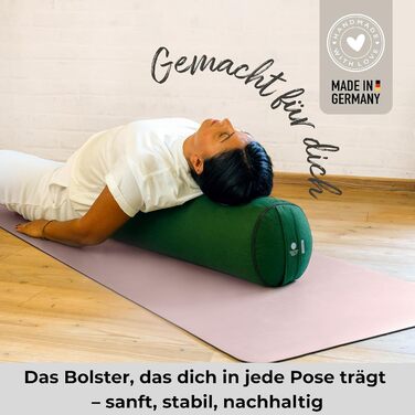 Йога-болстер Inner Peace: довге подування для йоги з органічної дінкової вати | Зроблено в Німеччині