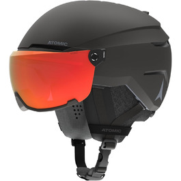 Гірськолижний шолом ATOMIC Savor Visor Photo з візором, чорний, 59-63 см, максимальна ударостійкість, активна вентиляція, дзеркальне покриття