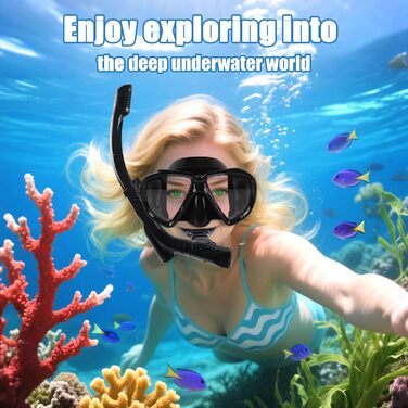 Набір для снорклінгу для дорослих та дітей: маска та трубка Dry, антизапітніння, анти-тік, чорний