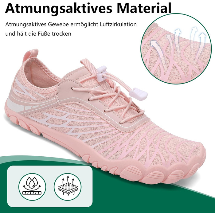 Жіночі шльопанці Sagaro для плавання та відпочинку, дихаючі, швидко сохнуть, широка передня частина, розмір 35-43, білий (35 EU, рожевий)