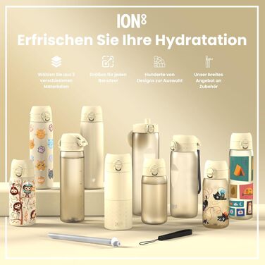 Спортивна пляшка для води ION8 Evo 600 мл, сталева, герметична з замком та ручкою, колір: кремовий білий