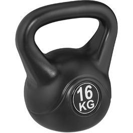 Kettlebell Relaxdays 16 кг, пластикова гиря для фітнесу, чорна, для жінок і чоловіків
