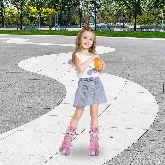 Дитячі ролики на 8 коліс, рожеві, розмір M (32-37)