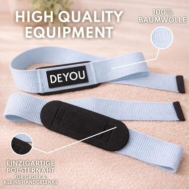 Підтримуючі рукави DEYOU для вузьких та середніх зап'ясть – м'які ремінці для тренувань, силових видів спорту, бодібілдингу (100% бавовна, сітчаста сумка) для жінок та чоловіків, пастельно-блакитні