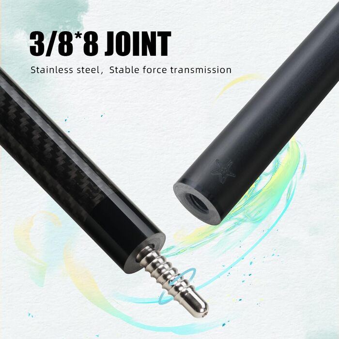 CRICAL Більярдний кий з карбону, 147 см, професійний, з'єднання 3/8 x 8, наконечник 12.5 мм, CL-01 Set