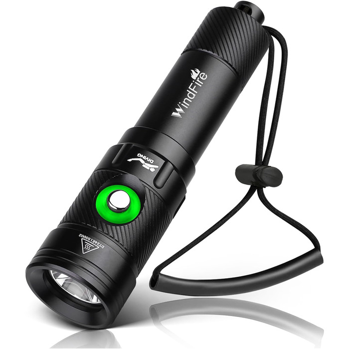 Водонепромісний ліхтар WINDFIRE Tauchschein для дайвінгу та снорклінгу, IPX8, 4 режими, індикатор заряду, перезаряджається