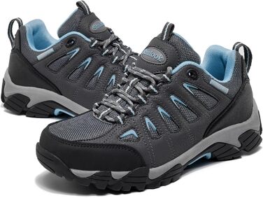 Туфлі для хайкінгу SHULOOK для жінок, водонепроникні, легкі, трекінгові, з антиковзкою підошвою, для активного відпочинку, кемпінгу, риболовлі, сірі, блакитні, 40 EU