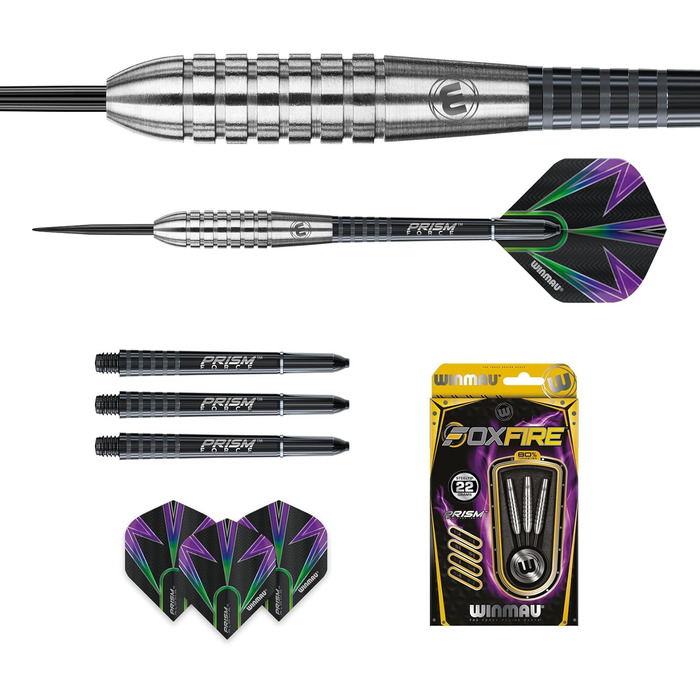 Дротики для дартсу Winmau Foxfire Profi, стілтіп, вольфрам, з оперенням і шахтами