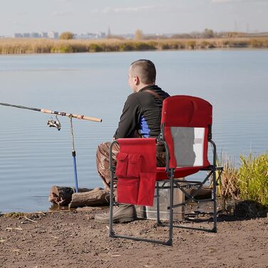Кемпінговий стілець LEADZM складний з бічним столиком та відділенням для зберігання, вентильована спинка, 10 кг вантажопідйомність, 600D Oxford тканину, металевий каркас, 6x60x9 см, легкий та компактний для відпочинку на природі, риболовлі, фестивалів (2 
